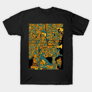 St. Petersburg Map Pattern in Orange & Teal T-Shirt